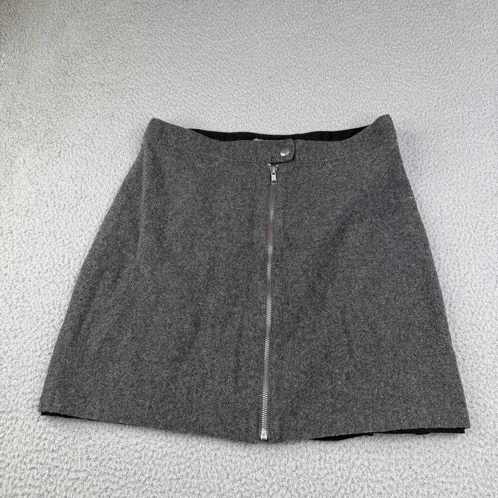 Madewell Wool Mini Skirt Gray Full Zip Front Women's 8 (30)  Academia Minimalist